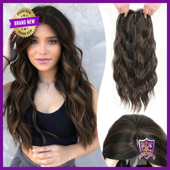 20in Synthetic Hair Topper with Bangs Clip-in Wavy Curly Hairpiece main image 7